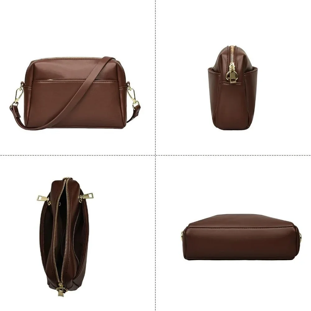 Vegan Leather Crossbody Bag Women Small Organizer Travel Purse
